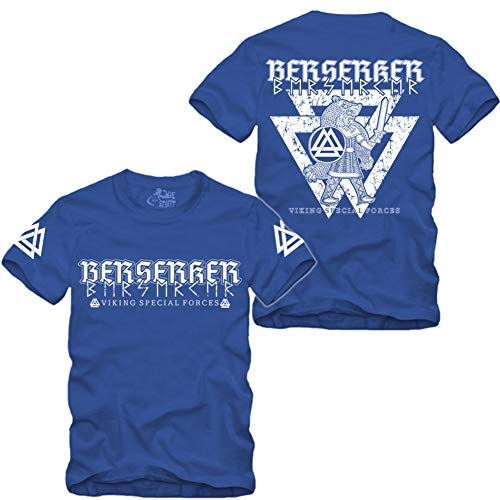 Viking - Berserker Special Forces - T-Shirt S-XXXXL Wikinger Ragnar Odin Wotan Vikings Valhalla Walhalla (Blau, XXXXL) von gestofft