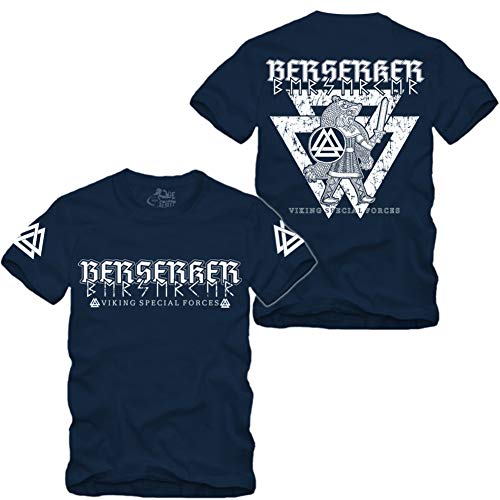 Viking - Berserker Special Forces - T-Shirt S-XXXXL Wikinger Ragnar Odin Wotan Vikings Valhalla Walhalla (Navy, XXXXL) von gestofft