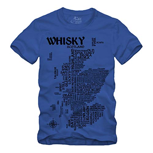 Whisky Map - Schwarz T-Shirt Scotch Islay Whiskey Single Malt Landkarte (L, Blau) von gestofft