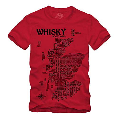 Whisky Map - Schwarz T-Shirt Scotch Islay Whiskey Single Malt Landkarte (L, Rot) von gestofft