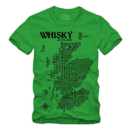 Whisky Map - Schwarz T-Shirt Scotch Islay Whiskey Single Malt Landkarte (M, Grün) von gestofft