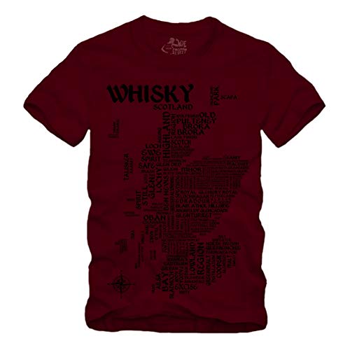 Whisky Map - Schwarz T-Shirt Scotch Islay Whiskey Single Malt Landkarte (M, Maroon) von gestofft
