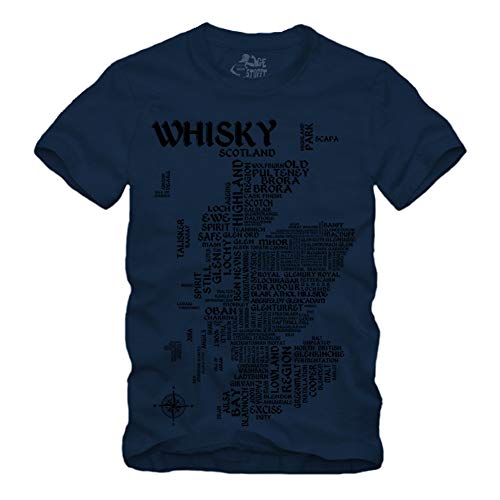 Whisky Map - Schwarz T-Shirt Scotch Islay Whiskey Single Malt Landkarte (S, Navy) von gestofft