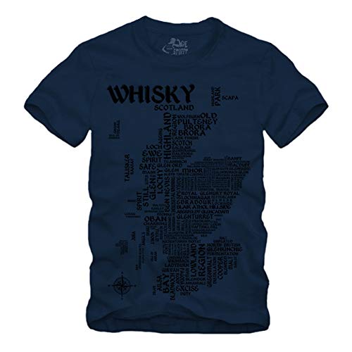 Whisky Map - Schwarz T-Shirt Scotch Islay Whiskey Single Malt Landkarte (XL, Navy) von gestofft