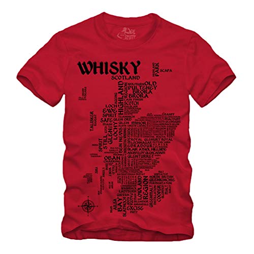 Whisky Map - Schwarz T-Shirt Scotch Islay Whiskey Single Malt Landkarte (XL, Rot) von gestofft