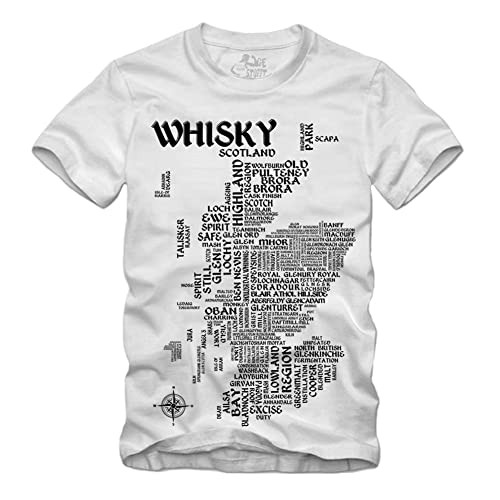 Whisky Map - Schwarz T-Shirt Scotch Islay Whiskey Single Malt Landkarte (XL, Weiss) von gestofft