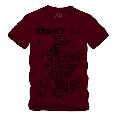 Whisky Map - Schwarz T-Shirt Scotch Islay Whiskey Single Malt Landkarte (XXL, Maroon) von gestofft