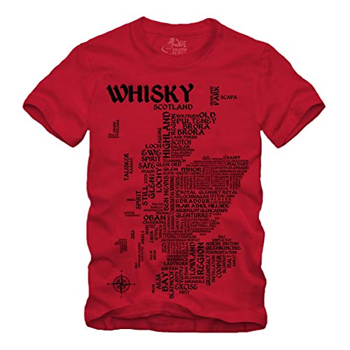 Whisky Map - Schwarz T-Shirt Scotch Islay Whiskey Single Malt Landkarte (XXL, Rot) von gestofft