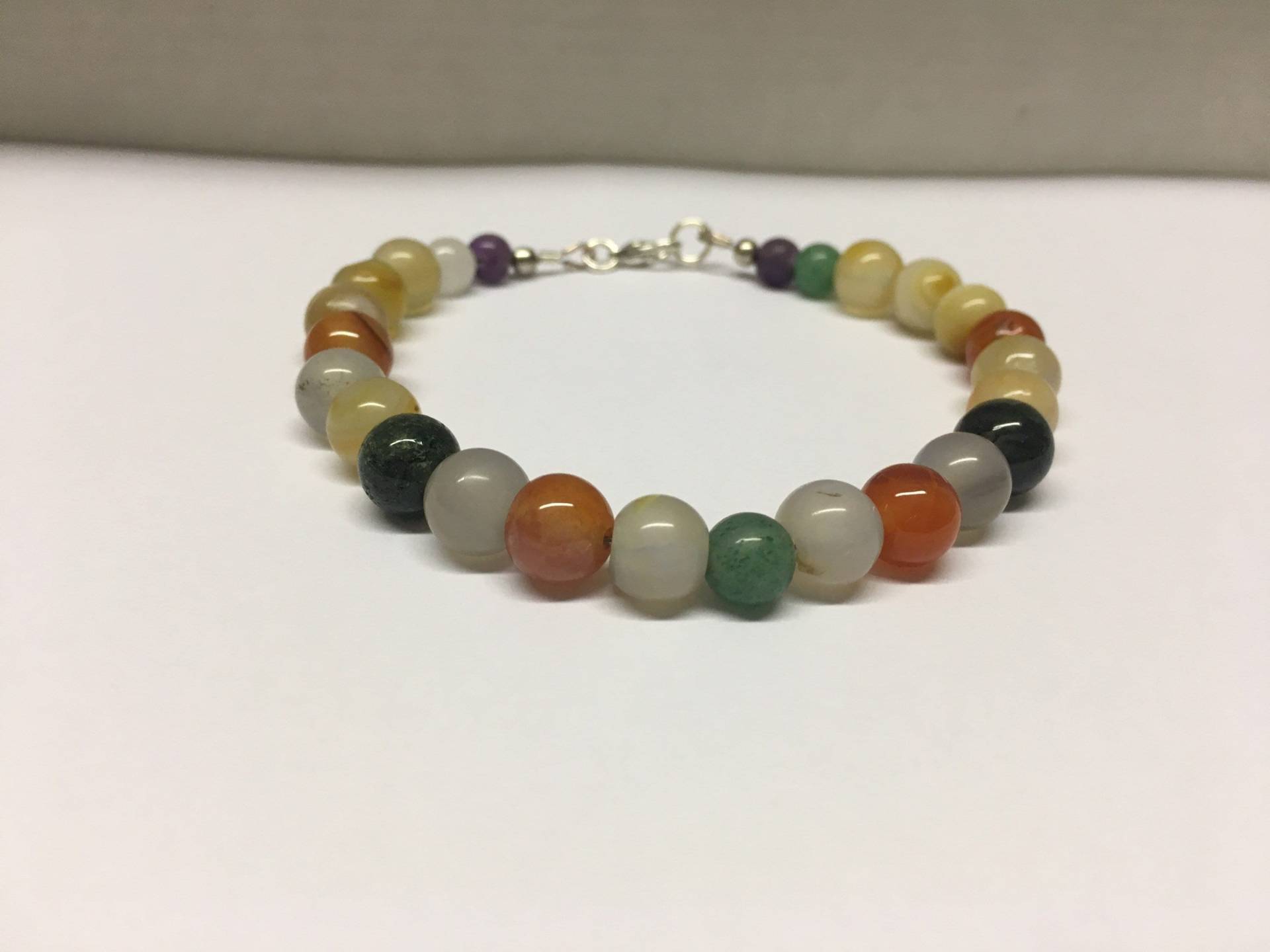 Armband, Edelsteinmix, Herrenarmband, Perlen 6, 5 Und 4 Mm, Länge Variabel Verschluss Karabiner Aus Silber von gesuchtgefunden