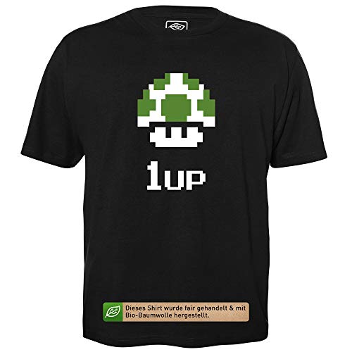 1up - Herren T-Shirt für Geeks mit Spruch Motiv aus Bio-Baumwolle Kurzarm Rundhals Ausschnitt, Größe L von getDigital