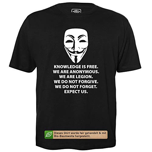 Anonymous - Herren T-Shirt für Geeks mit Spruch Motiv aus Bio-Baumwolle Kurzarm Rundhals Ausschnitt, Größe XXL von getDigital