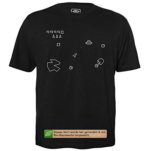 Asteroids - Herren T-Shirt für Geeks mit Spruch Motiv aus Bio-Baumwolle Kurzarm Rundhals Ausschnitt, Größe 3XL von getDigital