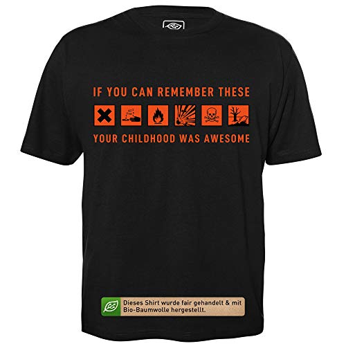 Awesome Childhood - Herren T-Shirt für Geeks mit Spruch Motiv aus Bio-Baumwolle Kurzarm Rundhals Ausschnitt, Größe XL von getDigital
