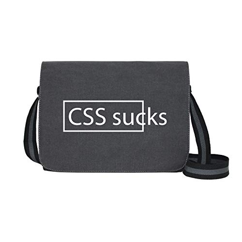 getDigital CSS sucks v2 - Umhängetasche Messenger Bag für Geeks und Nerds mit 5 Fächern - 15.6 Zoll, Schwarz Anthrazit von getDigital