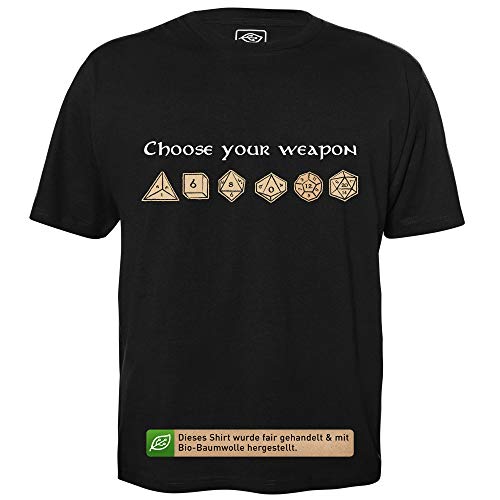 Choose Your Weapon - Herren T-Shirt für Geeks mit Spruch Motiv aus Bio-Baumwolle Kurzarm Rundhals Ausschnitt, Größe 4XL von getDigital