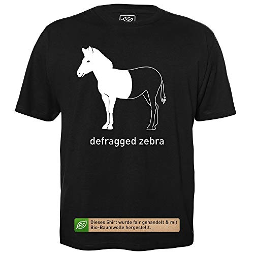 Defragged Zebra - Herren T-Shirt für Geeks mit Spruch Motiv aus Bio-Baumwolle Kurzarm Rundhals Ausschnitt, Größe 4XL von getDigital