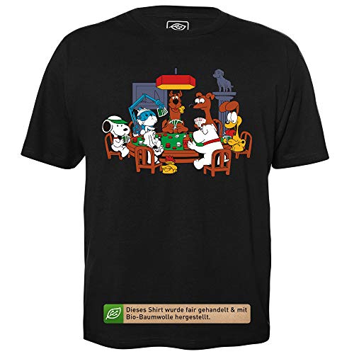 Dogs Playing Poker - Herren T-Shirt für Geeks mit Spruch Motiv aus Bio-Baumwolle Kurzarm Rundhals Ausschnitt, Größe 4XL von getDigital