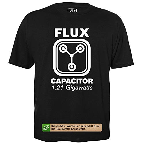 Fluxkompensator - Herren T-Shirt für Geeks mit Spruch Motiv aus Bio-Baumwolle Kurzarm Rundhals Ausschnitt, Größe 3XL von getDigital