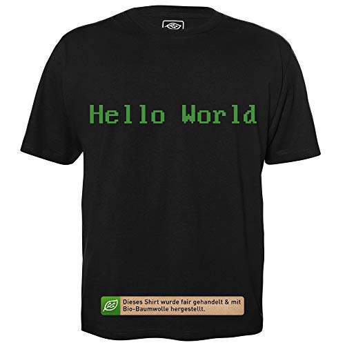 Hello World - Herren T-Shirt für Geeks mit Spruch Motiv aus Bio-Baumwolle Kurzarm Rundhals Ausschnitt, Größe XL von getDigital