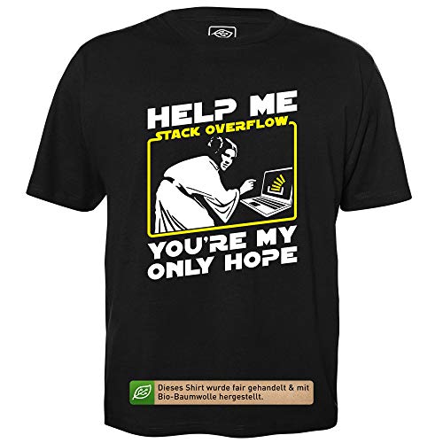 Help me, Stack Overflow - Herren T-Shirt für Geeks mit Spruch Motiv aus Bio-Baumwolle Kurzarm Rundhals Ausschnitt, Größe XXL von getDigital