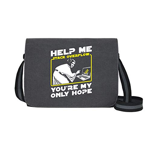 Help me, Stack Overflow - Umhängetasche Messenger Bag für Geeks und Nerds mit 5 Fächern - 15.6 Zoll, Schwarz Anthrazit von getDigital