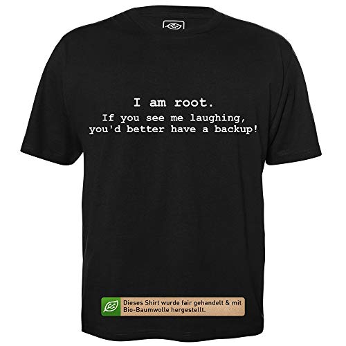 I am Root - Herren T-Shirt für Geeks mit Spruch Motiv aus Bio-Baumwolle Kurzarm Rundhals Ausschnitt, Größe 3XL von getDigital