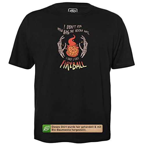 I cast Fireball - Herren T-Shirt für Geeks mit Spruch Motiv aus Bio-Baumwolle Kurzarm Rundhals Ausschnitt, Größe XL von getDigital