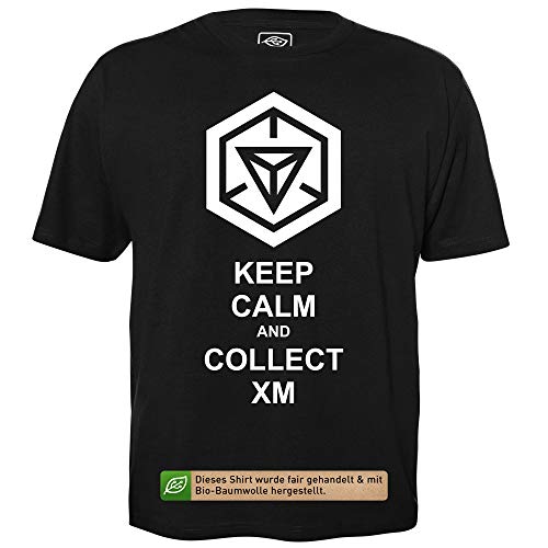 Ingress Keep Calm - Herren T-Shirt für Geeks mit Spruch Motiv aus Bio-Baumwolle Kurzarm Rundhals Ausschnitt, Größe 3XL von getDigital