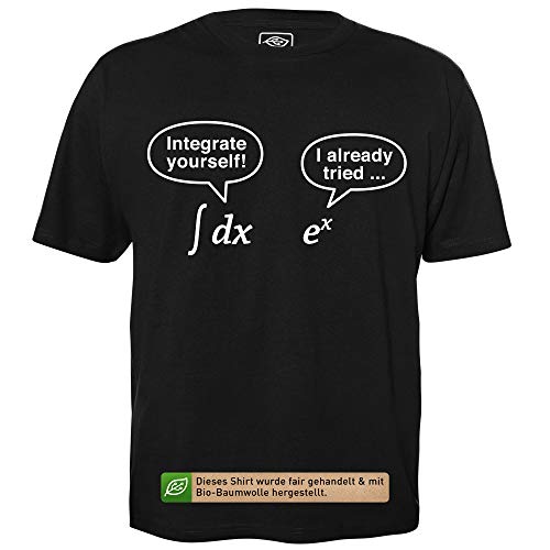 Integrate Yourself - Herren T-Shirt für Geeks mit Spruch Motiv aus Bio-Baumwolle Kurzarm Rundhals Ausschnitt, Größe L von getDigital