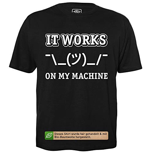 It Works On My Machine - Herren T-Shirt für Geeks mit Spruch Motiv aus Bio-Baumwolle Kurzarm Rundhals Ausschnitt, Größe 3XL von getDigital