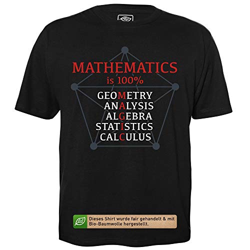 Mathematics is 100% Magic - Herren T-Shirt für Geeks mit Spruch Motiv aus Bio-Baumwolle Kurzarm Rundhals Ausschnitt, Größe XL von getDigital