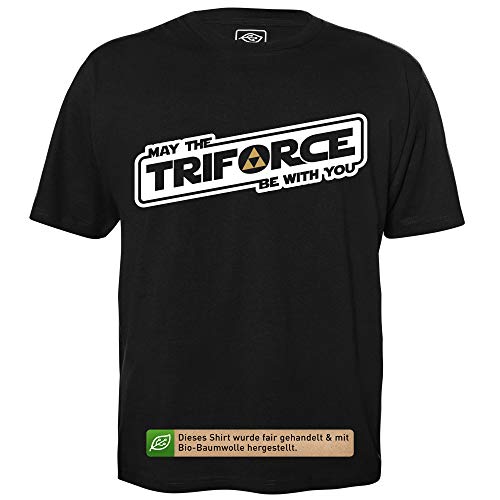 May The Triforce - Herren T-Shirt für Geeks mit Spruch Motiv aus Bio-Baumwolle Kurzarm Rundhals Ausschnitt, Größe M von getDigital