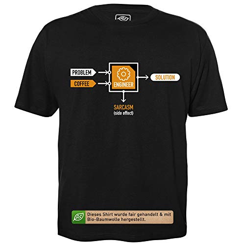 Problem - Engineer - Solution - Herren T-Shirt für Geeks mit Spruch Motiv aus Bio-Baumwolle Kurzarm Rundhals Ausschnitt, Größe L von getDigital