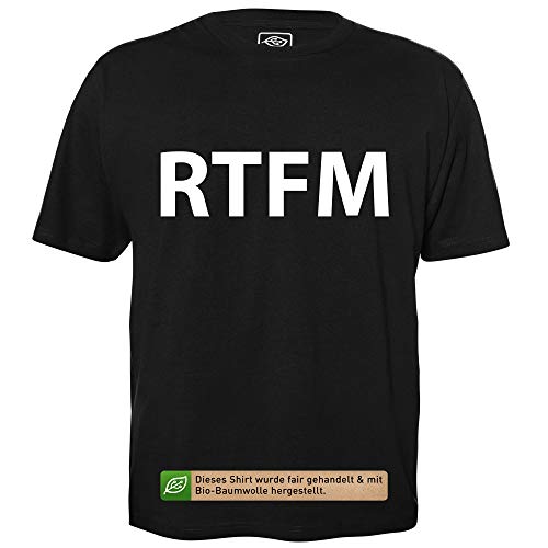 RTFM - Herren T-Shirt für Geeks mit Spruch Motiv aus Bio-Baumwolle Kurzarm Rundhals Ausschnitt, Größe XL von getDigital