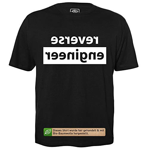 Reverse Engineer - Herren T-Shirt für Geeks mit Spruch Motiv aus Bio-Baumwolle Kurzarm Rundhals Ausschnitt, Größe M von getDigital