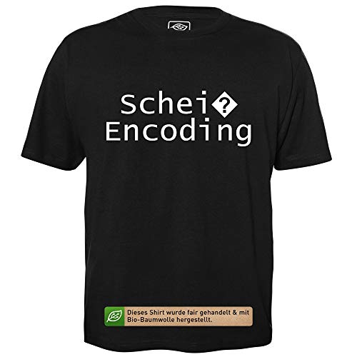 Schei? Encoding - Herren T-Shirt für Geeks mit Spruch Motiv aus Bio-Baumwolle Kurzarm Rundhals Ausschnitt, Größe L von getDigital