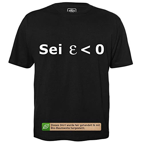 Sei Epsilon Kleiner Null - Herren T-Shirt für Geeks mit Spruch Motiv aus Bio-Baumwolle Kurzarm Rundhals Ausschnitt, Größe XL von getDigital