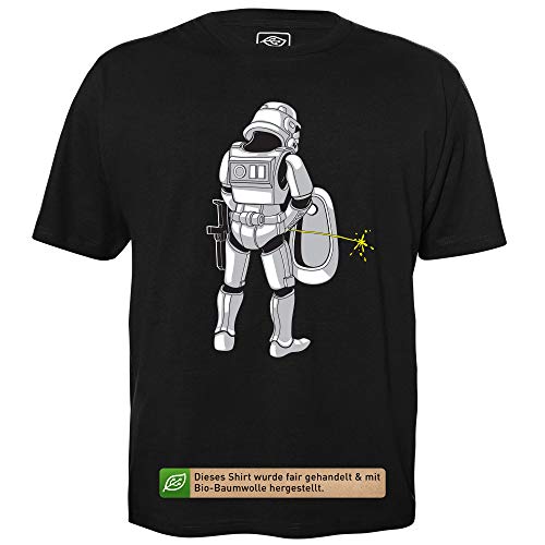 Stormtrooper auf Toilette - Herren T-Shirt für Geeks mit Spruch Motiv aus Bio-Baumwolle Kurzarm Rundhals Ausschnitt, Größe 4XL von getDigital