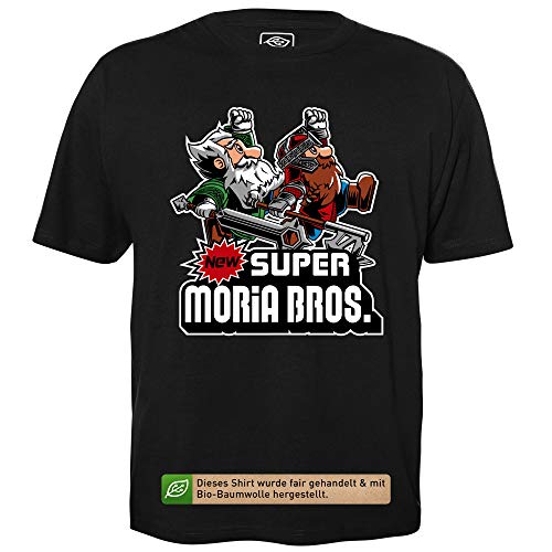 Super Moria Bros. - Herren T-Shirt für Geeks mit Spruch Motiv aus Bio-Baumwolle Kurzarm Rundhals Ausschnitt, Größe XL von getDigital