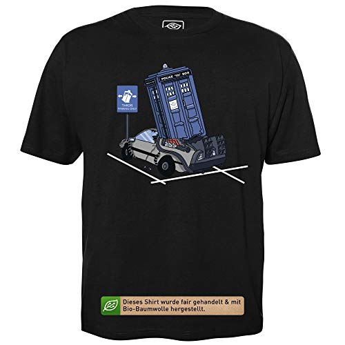 Tardis Parking Only - Herren T-Shirt für Geeks mit Spruch Motiv aus Bio-Baumwolle Kurzarm Rundhals Ausschnitt, Größe XL von getDigital