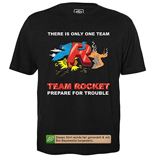 Team Rocket - Herren T-Shirt für Geeks mit Spruch Motiv aus Bio-Baumwolle Kurzarm Rundhals Ausschnitt, Größe XXL von getDigital