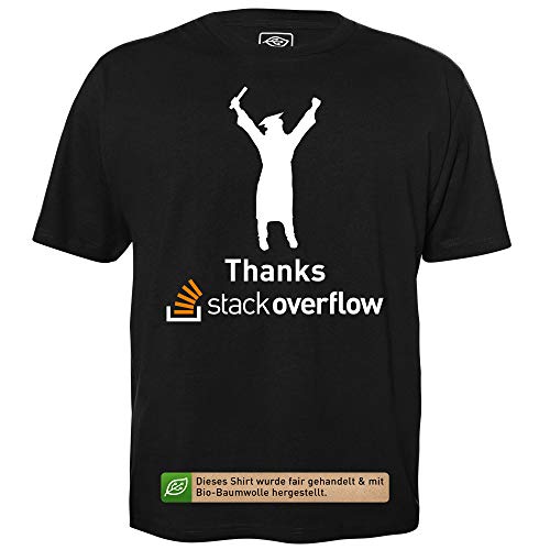Thanks, Stack Overflow - Herren T-Shirt für Geeks mit Spruch Motiv aus Bio-Baumwolle Kurzarm Rundhals Ausschnitt, Größe XL von getDigital