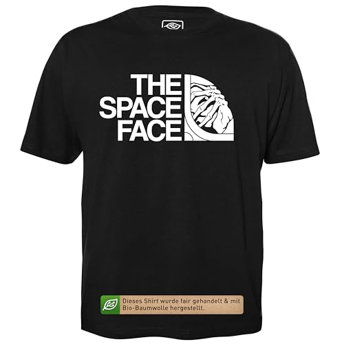 The Space Face - Herren T-Shirt für Geeks mit Spruch Motiv aus Bio-Baumwolle Kurzarm Rundhals Ausschnitt, Größe XXL von getDigital