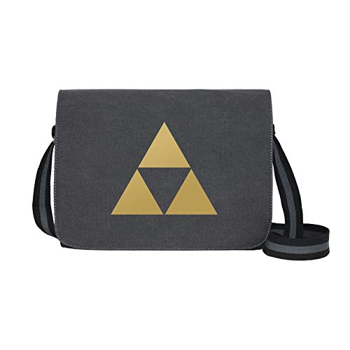 Triforce - Umhängetasche Messenger Bag für Geeks und Nerds mit 5 Fächern - 15.6 Zoll, Schwarz Anthrazit von getDigital