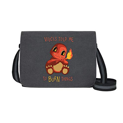 Voices Told me to Burn Things - Umhängetasche Messenger Bag für Geeks und Nerds mit 5 Fächern - 15.6 Zoll, Schwarz Anthrazit von getDigital