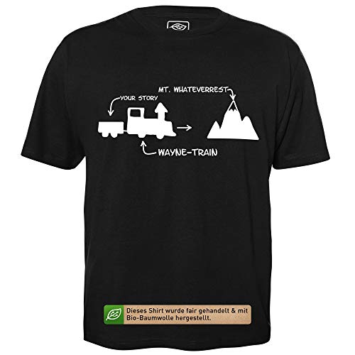 Wayne-Train - Herren T-Shirt für Geeks mit Spruch Motiv aus Bio-Baumwolle Kurzarm Rundhals Ausschnitt, Größe XXL von getDigital