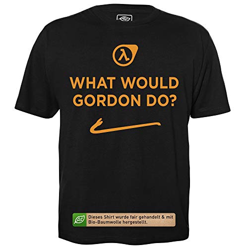 What Would Gordon Do - Herren T-Shirt für Geeks mit Spruch Motiv aus Bio-Baumwolle Kurzarm Rundhals Ausschnitt, Größe L von getDigital