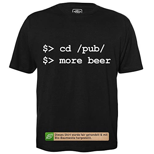 cd Pub More Beer - Herren T-Shirt für Geeks mit Spruch Motiv aus Bio-Baumwolle Kurzarm Rundhals Ausschnitt, Größe M von getDigital