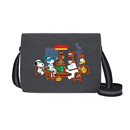Dogs Playing Poker - Umhängetasche Messenger Bag für Geeks und Nerds mit 5 Fächern - 15.6 Zoll, Schwarz Anthrazit von getDigital