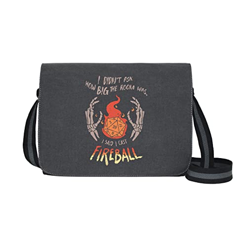 I cast Fireball - Umhängetasche Messenger Bag für Geeks und Nerds mit 5 Fächern - 15.6 Zoll, Schwarz Anthrazit von getDigital